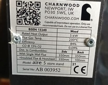 Topper nieuwe Engelse Charnwood Houtkachel Aire 5 met Houtdepot - Afbeelding 9