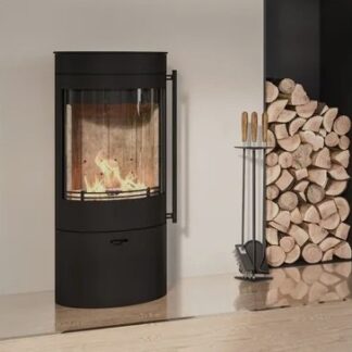 Showroom toestel van Lotus model Orbis 1 met Robax NightFlame glas