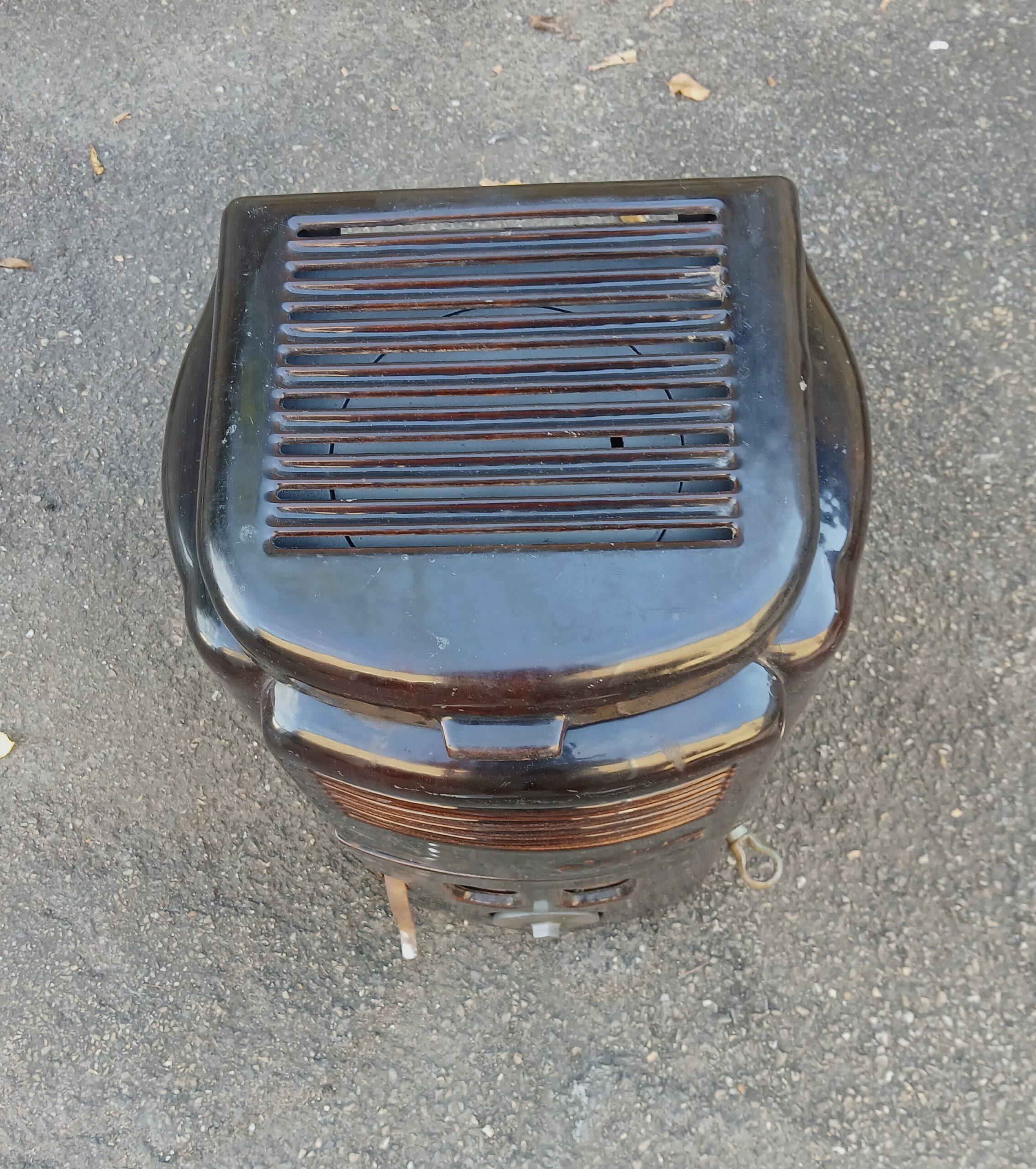 Bruin geëmailleerd frans Art Deco kacheltje van Godin uit 1937 - Afbeelding 3