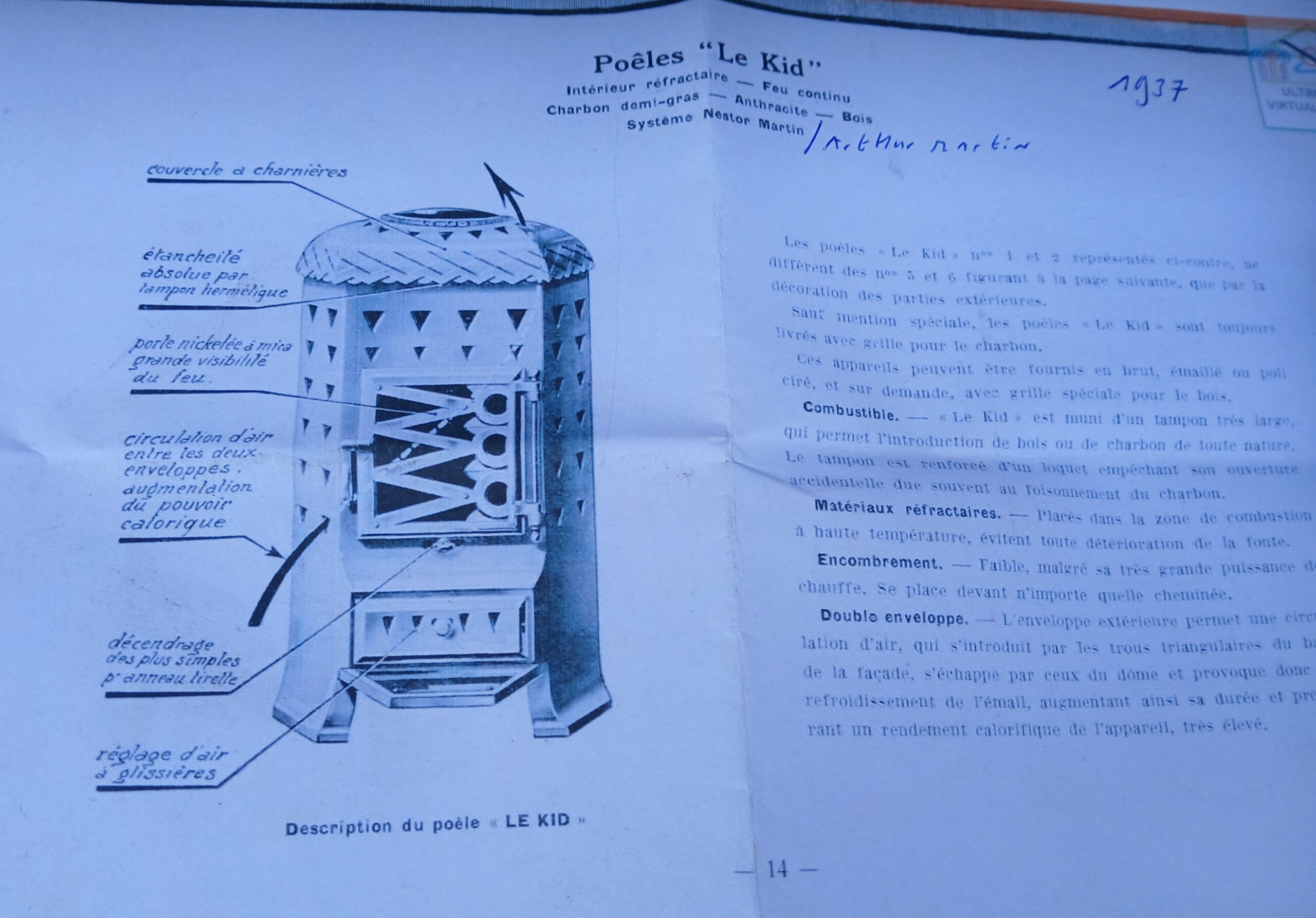 Paars geëmailleerd frans Art Deco kacheltje van Nestor Martin uit 1937 - Afbeelding 12