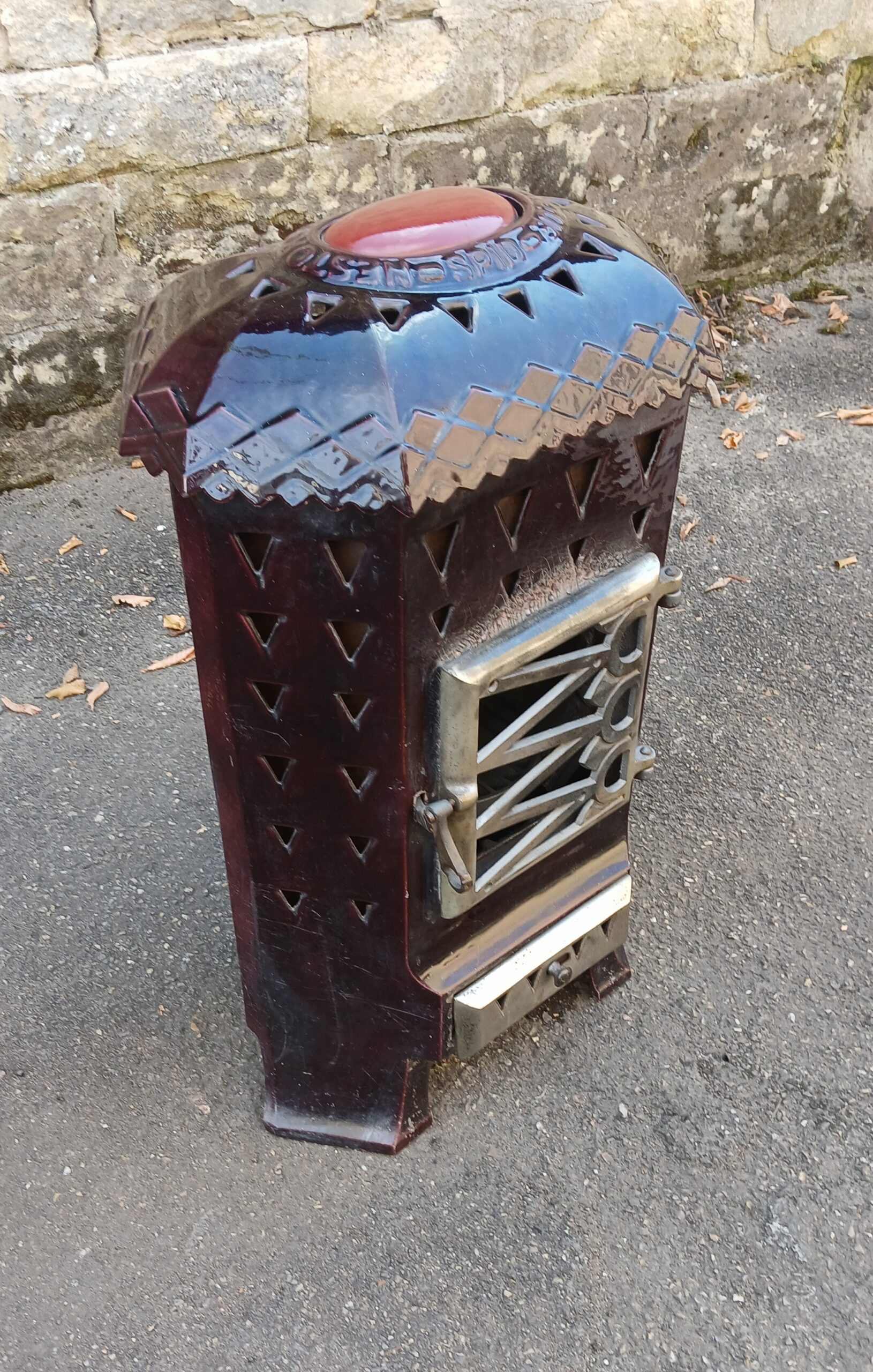 Paars geëmailleerd frans Art Deco kacheltje van Nestor Martin uit 1937 - Afbeelding 2