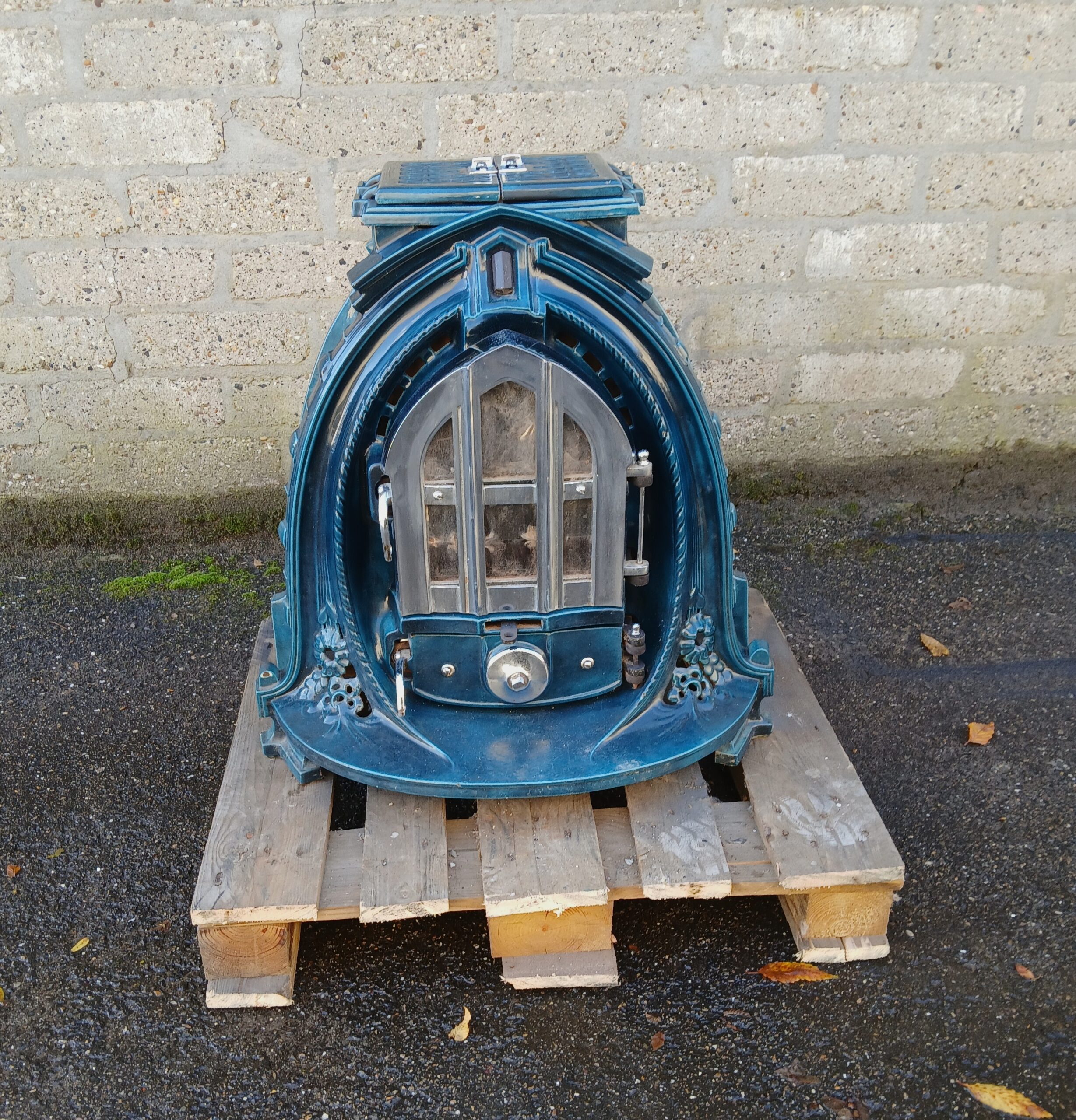 Eye-catcher blauwe gietijzeren Art Deco Kachel Westminster - Afbeelding 7